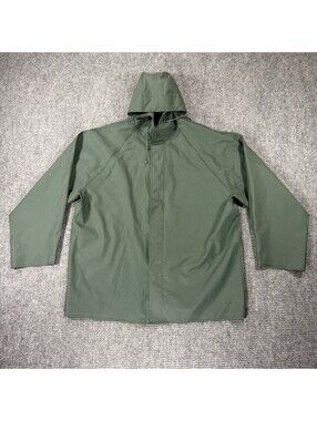 Dutch Harbor Gear DHG Waterproof PVC Hooded Raincoat Fishing Hunting Green 2XL
